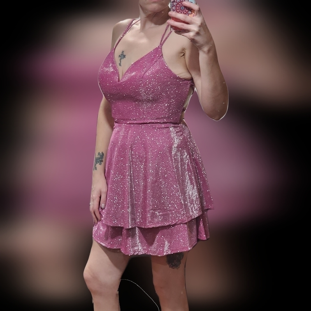 B Darlin light pink sparkle dress